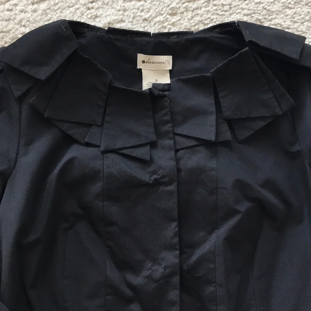 Anthropologie Black Petal Collar Jacket - Picture 3 of 7